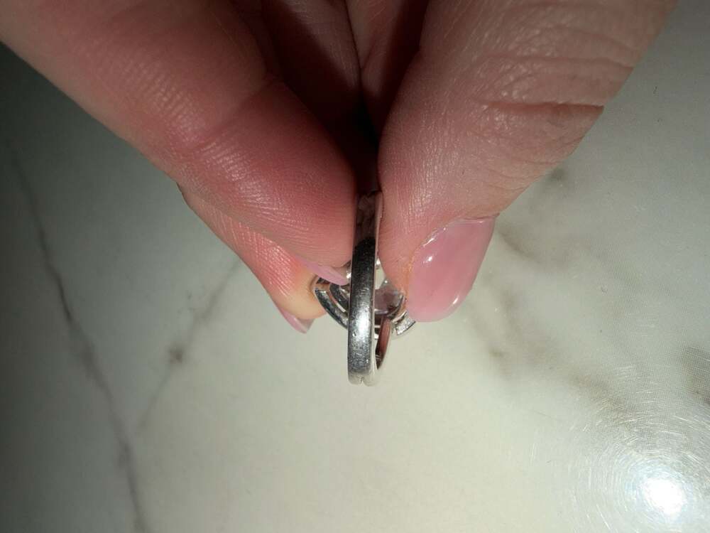Pear Cut Double Halo Split Shank Sterling Silver Ring Size 6.5-7 - Picture 10 of 12